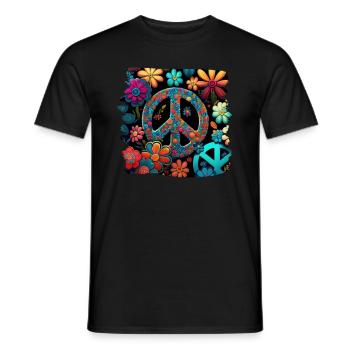 Hippie Festival Liebe Vintage Friedenszeichen - Männer T-Shirt - Schwarz - Vorne - AI Model Male 178 light (178cm)