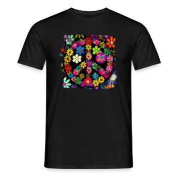 Hippie Festival Liebe Vintage Friedenszeichen - Männer T-Shirt - Schwarz - Vorne - AI Model Male 178 light (178cm)