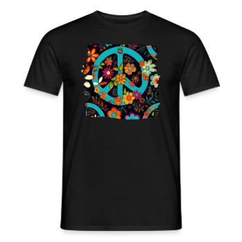 Hippie Festival Liebe Vintage Friedenszeichen - Männer T-Shirt - Schwarz - Vorne - AI Model Male 178 light (178cm)