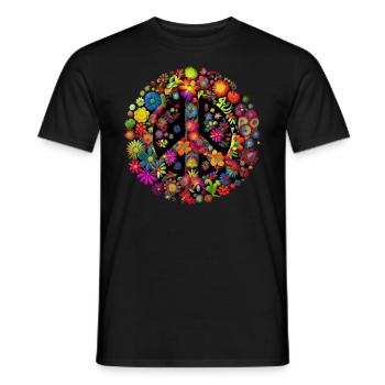 Hippie Festival Liebe Vintage Friedenszeichen - Männer T-Shirt - Schwarz - Vorne - AI Model Male 178 light (178cm)