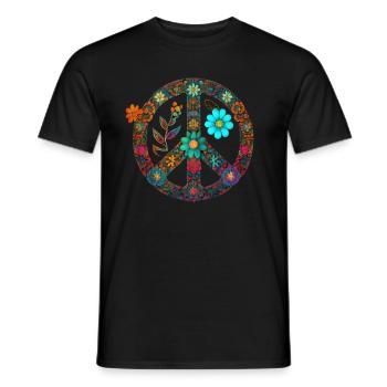 Hippie Festival Love Vintage Peace Sign - T-shirt homme - noir - Devant - AI Model Male 178 light (178cm)