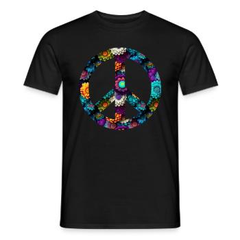 Hippie Festival Liebe Vintage Friedenszeichen - Männer T-Shirt - Schwarz - Vorne - AI Model Male 178 light (178cm)