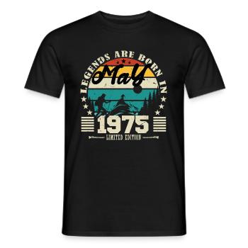 Mai 1975 Cadeau d'anniversaire mai 1975. May 1975. - T-shirt homme - noir - Devant - AI Model Male 178 light (178cm)