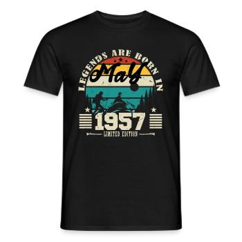 May 1957 Birthday present May 1957. May 1957. - Men's T-Shirt - black - Front - AI Model Male 178 light (178cm)
