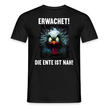 Erwachet Die Ente ist nah Duck Ente lustiges Enten - Männer T-Shirt - Schwarz - Vorne - AI Model Male 178 light (178cm)