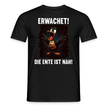 Erwachet Die Ente ist nah Duck Ente lustiges Enten - Männer T-Shirt - Schwarz - Vorne - AI Model Male 178 light (178cm)