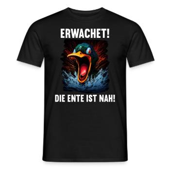 Erwachet Die Ente ist nah Duck Ente lustiges Enten - Männer T-Shirt - Schwarz - Vorne - AI Model Male 178 light (178cm)