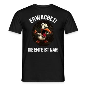 Erwachet Die Ente ist nah Duck Ente lustiges Enten - Männer T-Shirt - Schwarz - Vorne - AI Model Male 178 light (178cm)