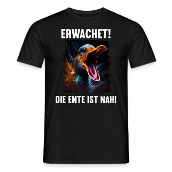 Erwachet Die Ente ist nah Duck Ente lustiges Enten - Männer T-Shirt - Schwarz - Vorne - AI Model Male 178 light (178cm)