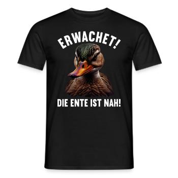 Erwachet Die Ente ist nah Duck Ente lustiges Enten - Männer T-Shirt - Schwarz - Vorne - AI Model Male 178 light (178cm)