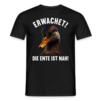 Erwachet Die Ente ist nah Duck Ente lustiges Enten - Männer T-Shirt - Schwarz - Vorne - AI Model Male 178 light (178cm)
