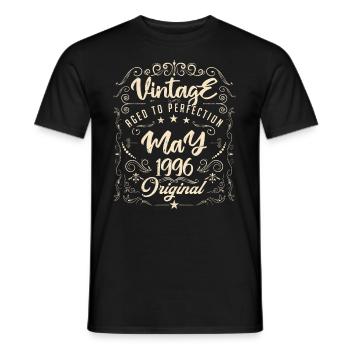 Vintage born in May 1996. Anniversary May 1996. - Men's T-Shirt - black - Front - AI Model Male 178 light (178cm)
