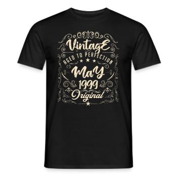 Vintage Né(e) en Mai 1999. anniversaire mai 1999. - T-shirt homme - noir - Devant - AI Model Male 178 light (178cm)