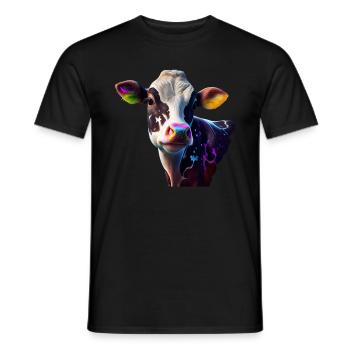cows farmer farmer cow lover funny cow - Men's T-Shirt - black - Front - AI Model Male 178 light (178cm)