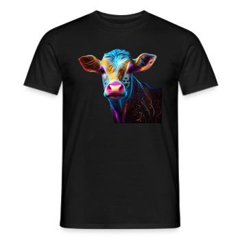 cows farmer farmer cow lover funny cow - Men's T-Shirt - black - Front - AI Model Male 178 light (178cm)