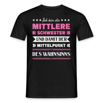 Mittelkind Sandwichkind Mittlere Schwester - Männer T-Shirt - Schwarz - Vorne - AI Model Male 178 light (178cm)