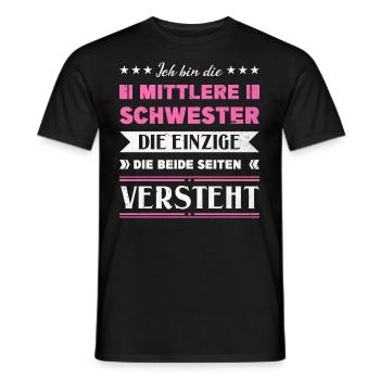 Mittelkind Sandwichkind Mittlere Schwester - Männer T-Shirt - Schwarz - Vorne - AI Model Male 178 light (178cm)