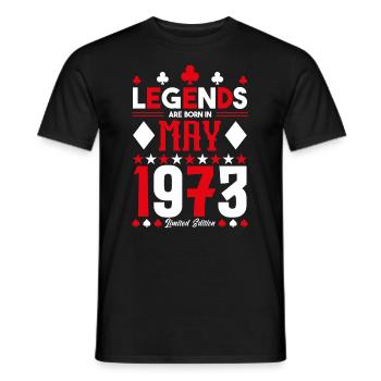 birthday gift May 1973. card games . May - Men's T-Shirt - black - Front - AI Model Male 178 light (178cm)