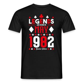 birthday gift May 1982. card games . May - Men's T-Shirt - black - Front - AI Model Male 178 light (178cm)