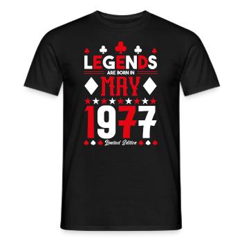 cadeau d'anniversaire Mai 1977. jeux de carte .May - T-shirt homme - noir - Devant - AI Model Male 178 light (178cm)