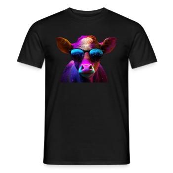 cows farmer farmer cow lover funny cow - Men's T-Shirt - black - Front - AI Model Male 178 light (178cm)