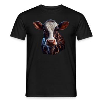 cows farmer farmer cow lover funny cow - Men's T-Shirt - black - Front - AI Model Male 178 light (178cm)