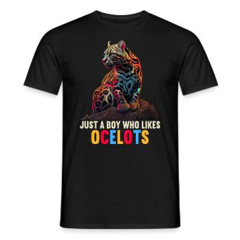 just a boy girl who loves Ocelots Ocelot ocelot ocelot - Men's T-Shirt - black - Front - AI Model Male 178 light (178cm)