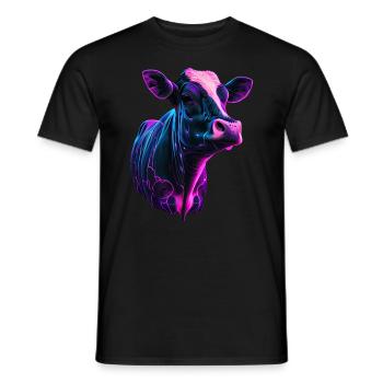 cows farmer farmer cow lover funny cow - Men's T-Shirt - black - Front - AI Model Male 178 light (178cm)