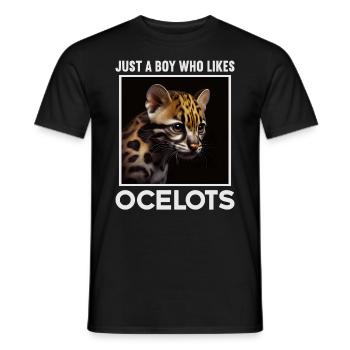 just a boy girl who loves Ocelots Ocelot ocelot ocelot - Men's T-Shirt - black - Front - AI Model Male 178 light (178cm)