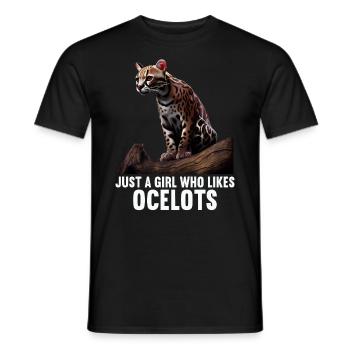just a boy girl who loves Ocelots Ocelot ocelot ocelot - Men's T-Shirt - black - Front - AI Model Male 178 light (178cm)