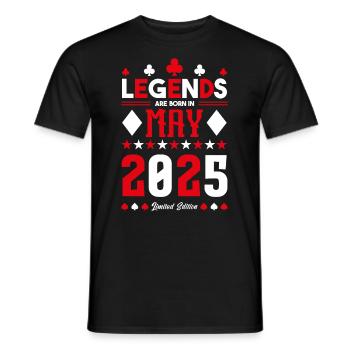 cadeau d'anniversaire Mai 2025. jeux de carte .May - T-shirt homme - noir - Devant - AI Model Male 178 light (178cm)