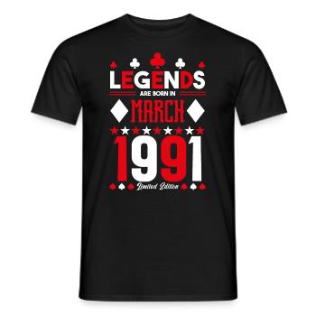 cadeau d'anniversaire Mars 1991. jeux de carte. - T-shirt homme - noir - Devant - AI Model Male 178 light (178cm)