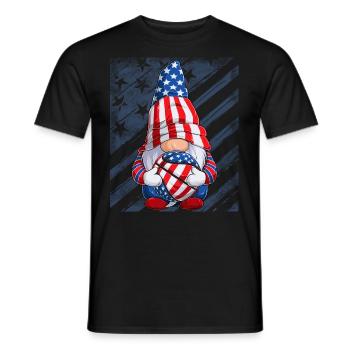 Gnome Basketball Drapeau Américain Basket-ball - T-shirt homme - noir - Devant - AI Model Male 178 light (178cm)