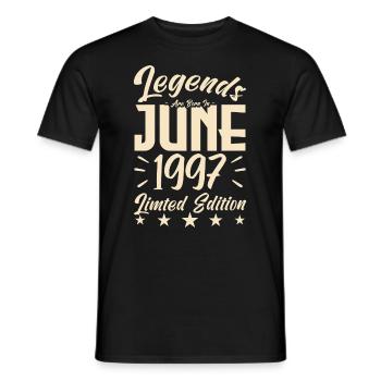 Geboren Juni 1997 Geburtstagsgeschenk 1997. - Männer T-Shirt - Schwarz - Vorne - AI Model Male 178 light (178cm)