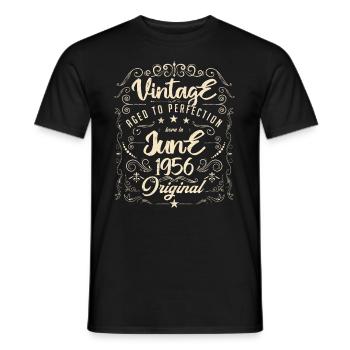Vintage born in June 1956. Anniversary June 1956 - Men's T-Shirt - black - Front - AI Model Male 178 light (178cm)