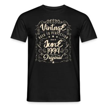 Jahrgang geboren im Juni 1994. Jubiläum Juni 1994 - Männer T-Shirt - Schwarz - Vorne - AI Model Male 178 light (178cm)