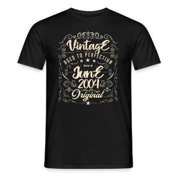 Vintage Né(e) en Juin 2004. anniversaire juin 2004 - T-shirt homme - noir - Devant - AI Model Male 178 light (178cm)