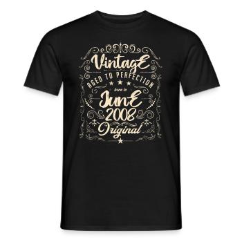 Jahrgang geboren im Juni 2008. Jubiläum Juni 2008 - Männer T-Shirt - Schwarz - Vorne - AI Model Male 178 light (178cm)