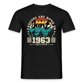 June 1963. Birthday gift June 1963. June. - Men's T-Shirt - black - Front - AI Model Male 178 light (178cm)