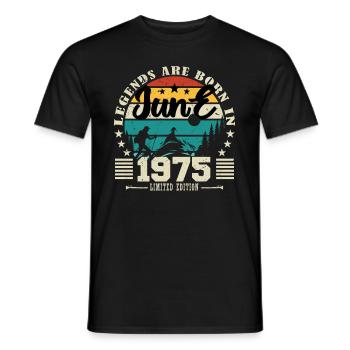 June 1975. Birthday gift June 1975. June. - Men's T-Shirt - black - Front - AI Model Male 178 light (178cm)