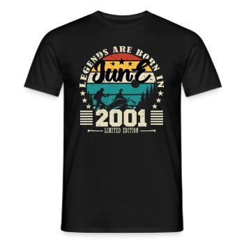 Juin 2001. Cadeau d'anniversaire juin 2001. June. - T-shirt homme - noir - Devant - AI Model Male 178 light (178cm)