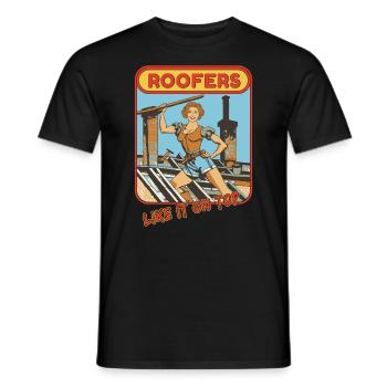 Dachdecker Handwerker lustige Sprüche Comic - Männer T-Shirt - Schwarz - Vorne - AI Model Male 178 light (178cm)