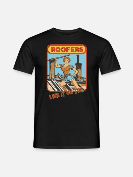 Dachdecker Handwerker lustige Sprüche Comic - Männer T-Shirt - Schwarz