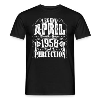 Avril 1957. Anniversaire avril 1957. Cadeau 1957. - T-shirt homme - noir - Devant - AI Model Male 178 light (178cm)