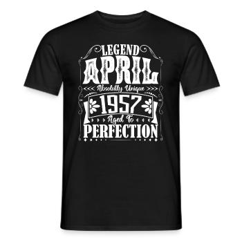 Avril 1957. Anniversaire avril 1957. Cadeau 1957. - T-shirt homme - noir - Devant - AI Model Male 178 light (178cm)