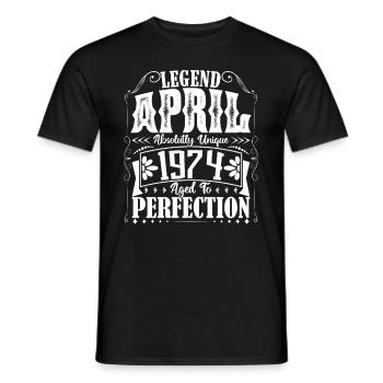 Avril 1974. Anniversaire avril 1974. Cadeau 1974. - T-shirt homme - noir - Devant - AI Model Male 178 light (178cm)