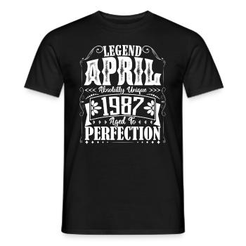 Avril 1987. Anniversaire avril 1987. Cadeau 1987. - T-shirt homme - noir - Devant - AI Model Male 178 light (178cm)