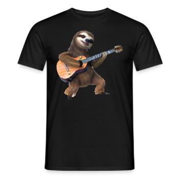 Paresseux avec guitare - T-shirt homme - noir - Devant - AI Model Male 178 light (178cm)