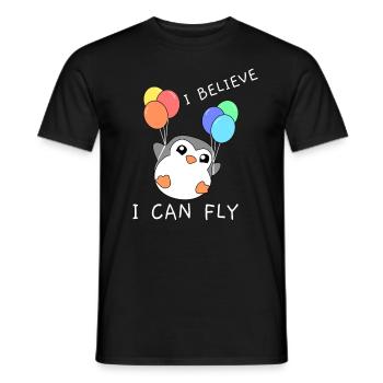 Pingouin | Je crois que je peux voler - T-shirt homme - noir - Devant - AI Model Male 178 light (178cm)