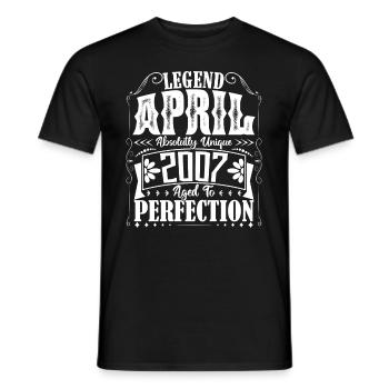 Avril 2007. Anniversaire avril 2007. Cadeau 2007. - T-shirt homme - noir - Devant - AI Model Male 178 light (178cm)